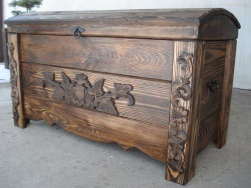Decocraft Wooden Blanket Box Coffee Table Trunk Vintage Chest Wooden Ottoman Box (MON1)