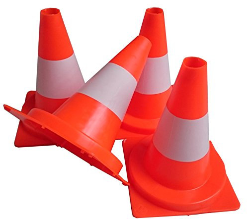 UvV-Shop (ES-Team Consult GmbH) Pylon 4 Stück Set zur Markierung für Slalom, Tore, Haushalt oder Spiel 30 cm Höhe aus PVC Kunststoff orange (30 cm Pylon)