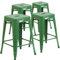 Flash Furniture Lily Hocker mit quadratischem Sitz, kommerzielle Qualität, 61 cm hoch, rückenfrei, Metall, für drinnen und draußen, Thekenhöhe, 4 Stück