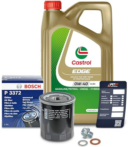 1x Ölwechsel Set - BOSCH ÖLFILTER + 5 L CASTROL EDGE TITANIUM FST 0W-40 LONGLIFE
