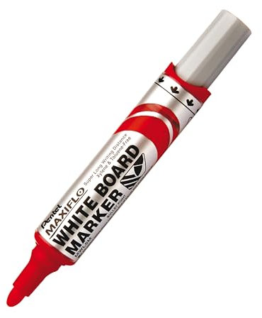 Pentel MWL5M-BO Whiteboard Marker Maxiflo mit Pumpsystem Rundspitze, 2.5 mm, 1 Stück, rot