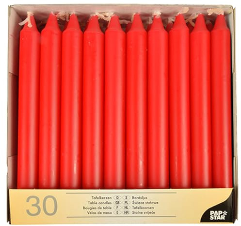 PAPSTAR 1 Karton = 4x30 Tafelkerzen Ø 2,1 cm · 19,6 cm rot 13700