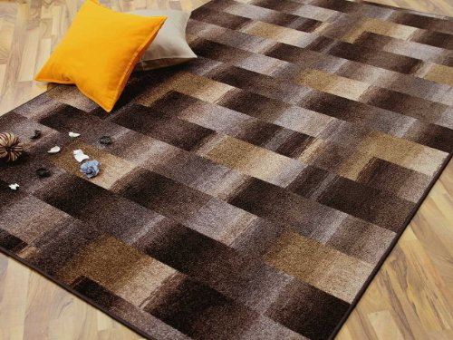 Snapstyle Designer Velour Teppich Mystic Karo Braun Karamell Schoko Beige in 24 Größen