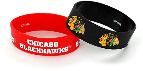 aminco NHL Chicago Blackhawks Damen Breit Silikon Armband (2 Pack), rot
