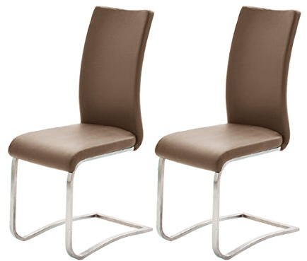 möbelando Schwingstuhl Stuhl Schwinger Esszimmerstuhl Freischwinger Muvo I (2er Set) (Cappuccino)