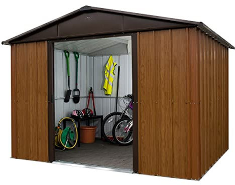Abri De Jardin Métal 7,18m² - Marron Aspect Bois - 108WGY