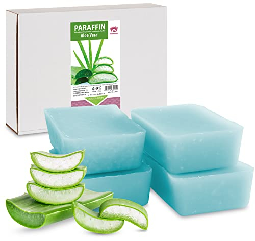 Kosmetex Wellness-Paraffinbad Aloe Vera – Paraffin-Entspannungsbad für Hände und Füße – Paraffinwachs – Paraffin-Block für Wachserwärmer (4x 500ml)