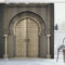 ABAKUHAUS marocain Rideau de Douche, Aged Porte géométrique, Tissu Ensemble de Décor de Salle de Bain avec Crochets, 175 cm x 180 cm, Sépia Noir
