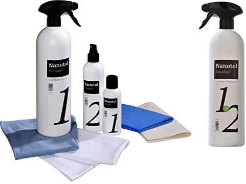 Nanotol Haushalt Set - Nanoversiegelungs-Set für 40 m² inkl. Auffrischer für 160 m² (4x) für Fenster, Wintergarten, Dachfenster, Küche, Möbel