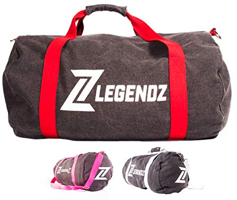 LegendZ - Sporttasche mit abnehmbarem Schulterriemen, Außenfach, Innenfach & Tragegriffe - Damen & Herren Fitnesstasche im sportlich modernen Design - Trainings-Tasche für Fitness & Gym (schwarz/rot)