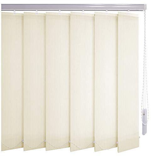 Sonnenschutz-HH® - Lamellenvorhang Creme Leinenoptik mit Streifen lichtdurchlässig - Breite 320 cm x 210 cm Höhe - Lamellenbreite 127mm Vertikaljalousie Vertikalanlage Schiebevorhang