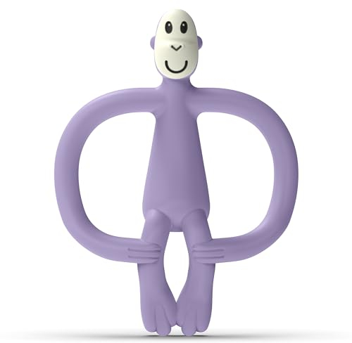 Matchstick Monkey Beißring Affe - Baby Zahnungshilfe - weiche Noppen massieren wundes Zahnfleisch - Silikon - BPA-frei - Greifling für Zahnen ab 3 Monaten - lila