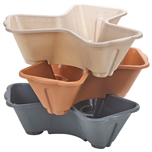 URBNLIVING 3 Section Stackable Plastic Plant Flower Pot Garden Holder Pots Planter Colored Set of 3 or 6 (1 Of Each)
