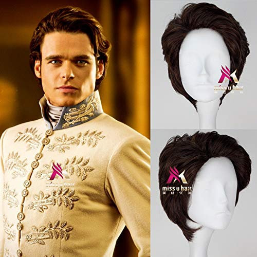 Halloween mens Cinderella Prince Charming wig Richard Court Party Dancing slicked back hair Cosplay-Full hair costumes