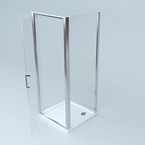 Box doccia a 2 lati porta 1 battente da 100 cm con lato fisso 70 cm cabina profilo cromato cristallo trasparente 6 mm altezza 195 (70 x 100)