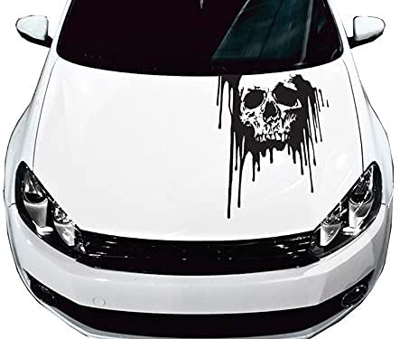 myrockshirt schmelzender Totenkopf für Motorhaube Bleeding tropfend 60 x 40 cm Aufkleber Autoaufkleber Sticker ohne Hintergrund Auto PKW Lack Scheibe