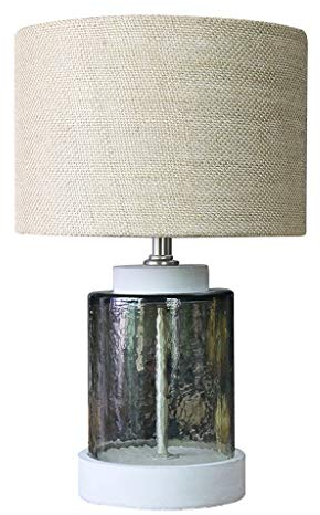 Desk Lamp Wood/Glass Table Lamp Rustic Farmhouse Jug Living Room LED Light and Drum Shade Bedroom Bedside Lamp - 10 X 14 Inches (Color : Glass)