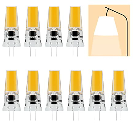 G4 LED Lampe, Warmweiß 3000K, dimmbare 5W G4 LED Birnen, 450LM, ersatz g4 Halogen Leuchtmittel 40W, Kein Flackern, AC/DC 12-24V, 10er Pack