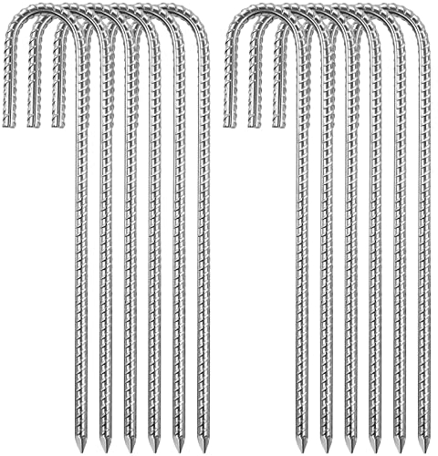 Bodenanker Trampolin Richaa 12 Stück 12 Zoll Erdanker Trampolin Haken Boden Zeltheringe Verzinkt J Anchor Haken Erdnagel für Camping Zelte Zäune Burgen