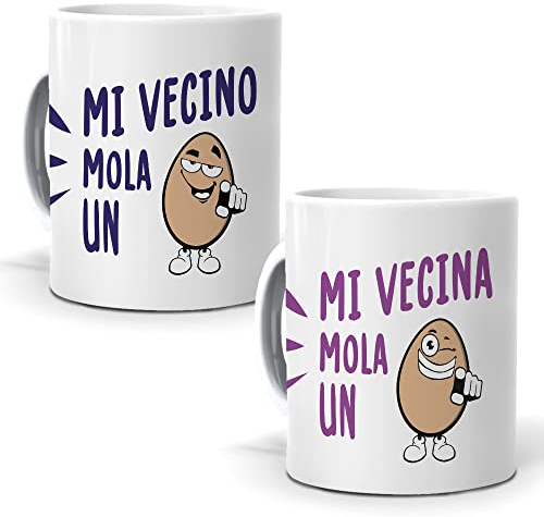 mundohuevo 2 Tazas. Mi Vecino Mola un Huevo y mi vecina Mola un Huevo - 350 ml.