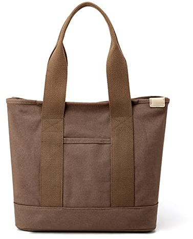 CORIOS Damen Henkeltaschen Canvas Tragetasche Große Kapazität Handtasche Multifunktionale Schultertasche Casual Tote Beutel Henkeltasche für Arbeit Schule Reise Shopper Dunkelbraun