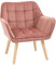 HOMCOM Poltroncina da Camera Design Scandinavo, Poltrona in Velluto e Legno, Color Rosa, per Soggiorno o Ufficio, 67x61.5x71cm