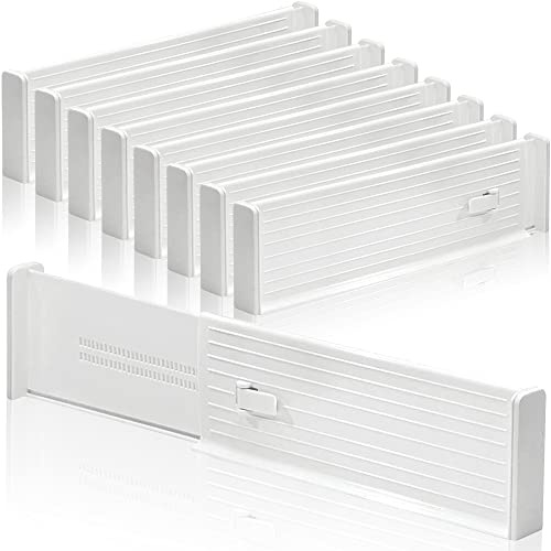 Lighterday 8-Pack Adjustable Drawer Dividers,Expandable Plastic Kitchen Clothes Drawer Organisers,Drawer Organiser Divider for Kitchen Bedroom Office Desk Drawer
