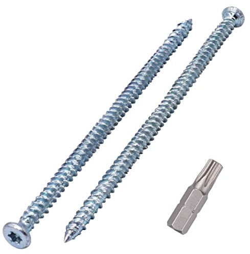 SKIR'CO (10 pièces) Vis à béton plaquées zinc 7,5 x 152 mm, tête fraisée, vis de maçonnerie, vis de fixation de cadre