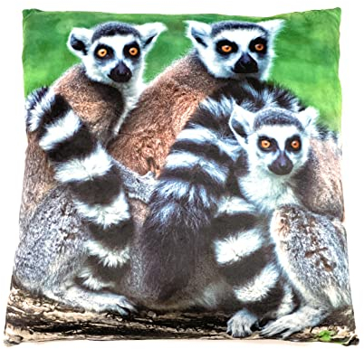 Onwomania AFFE Lemur Plüsch Kissen für Sofa oder Bett als Deko, Dekoration oder Kuschelkissen 35x35 cm