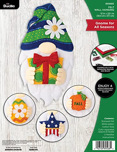 Plaid, Wichtel für alle Jahreszeiten, Bucilla Filz-Applikation, Wandbehang-Set, perfekt für DIY-Nadelspitzen, Kunst und Handwerk, 89568E