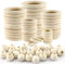 BANTI Holzringe und Holzperlen Set Holzringe Zum Basteln Makramee Ringe 50 Stück Macrame Holzperlen 40 Stück Holzring Natürliche für DIY Handwerk Ring Anhänger und Anschlussstück Schmuck Machen