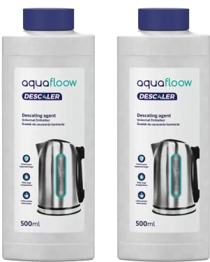 Aquafloow Descalcificador Liquido Universal Set 2x500ml Descalcificador para Cafeteras | Descalcificación y Limpieza, Limpiador Express, Líquido Antical Máquina de Café | Compatible con Delonghi Saeco