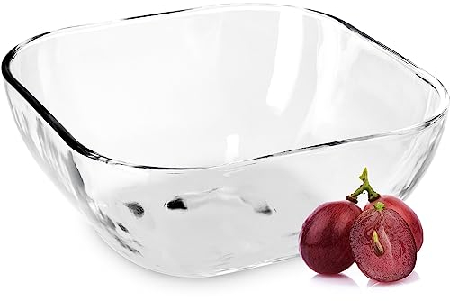 KADAX Bol en verre, saladier carré en verre résistant, bol à salade de 3 tailles différentes, bol en verre lavable au lave-vaisselle, bol transparent pour fruits (16 cm)