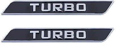 2 x Turbo Emblem Auto Abzeichen Aufkleber für Auto Motorrad LKW Schwarz