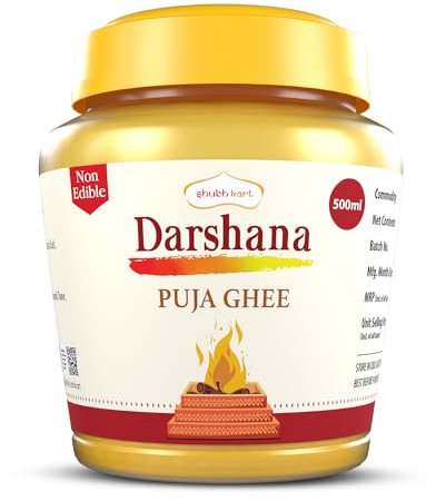 Shubhkart Darshana Puja Ghee – 500 ml für tägliche Puja, Festivals, Puja Deepam-Öl (Ghee für Pooja) Puja Ghee für Diya oder Lampe und Dochte oder Batti | reich an Aroma | nicht essbar