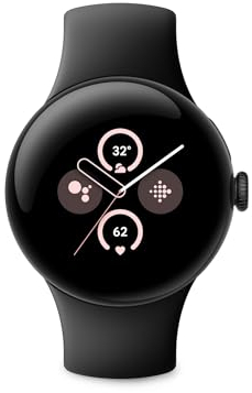 Google Pixel Watch 2 with the best of Fitbit Heart rate tracking, stress management, safety features – Android smartwatch – Matte Black Aluminium Case – Obsidian Active Band – Wi-Fi