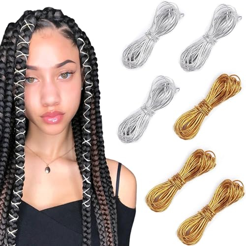QIUMING 6pcs 5m Dreadlocks Schmuck Dreadlocks Haarschmuck Haar Braids Haarringe für Zöpfe Haarschmuck Braids Zubehör Für Frauen Männer Zöpfe Dekoration Aufhängen Geschenkverpackungen (A)
