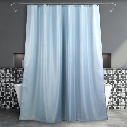 Duschvorhang überlänge Blau Badezimmer Vorhang: Nebel Blau Leinen Stoff Anti Schimmel Waschbar Wasserabweisend Polyester Duschvorhang Badewanne - Duschvorhang Textil Extra Lang - 244x183 cm