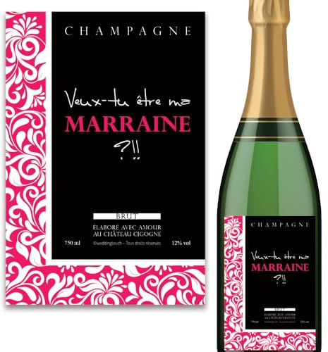Demande en marraine, Étiquette autocollante pour bouteille de champagne, Idée cadeau originale pour faire votre annonce