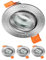 ledscom.de 4 Stück Bad-Deckeneinbaurahmen ERID, Feuchtraum, Badezimmer, IP44, rund, schwenkbar, aluminium matt