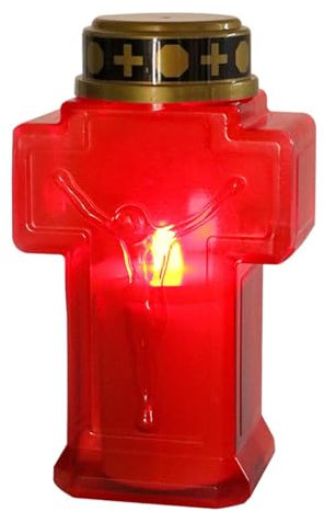 Generico Candele Da Lutto Per Cimitero - Luci Cimiteriali A LED | Candele Gravi A Forma Di Croce | Candele Di Halloween Oggetti Di Scena Decorazione Per Halloween, Chiese, Casa Stregata