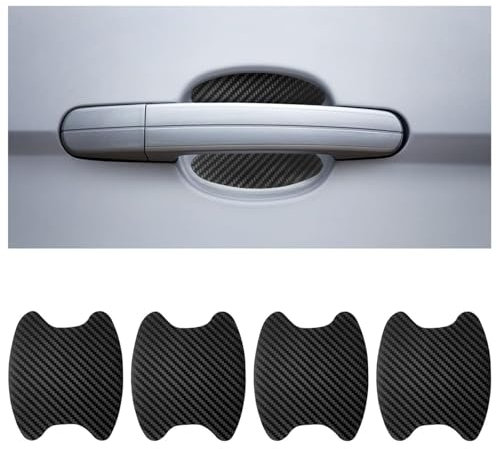 4pcs Car Door Handle Protectors, TPU Carbon Fiber Car Door Handle Protection Stickers Protect Your Car Door Handle Paintwork Universal Fit & Easy to Install