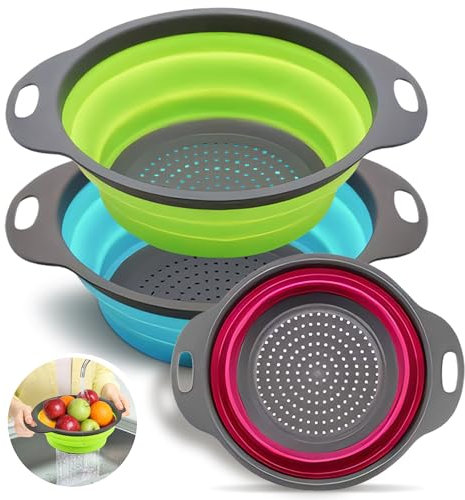 Colador plegable de silicona – Colador plegable pequeño para camping – Colador/colador plegable versátil – Colador plegable que ahorra espacio