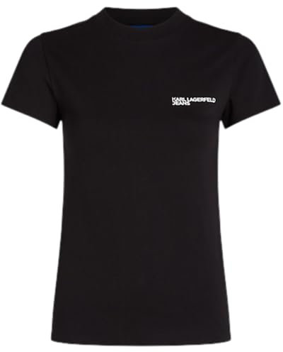 Karl Lagerfeld Jeans, Damen, Slim Short Sleeve Essential Logo Tee, Slim Fit, Schwarz, L