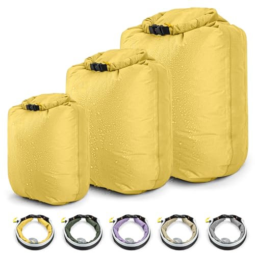 HIKEMAN Dry Bag wasserdichte Tasche - Ultra-Light wasserdichte Aufbewahrungsbeutel,3 Stück Bootfahren Packsäcke,Trockensack für Boot, Kajak,Angeln,Rafting,Schwimmen,Camping und Strand (Yellow)