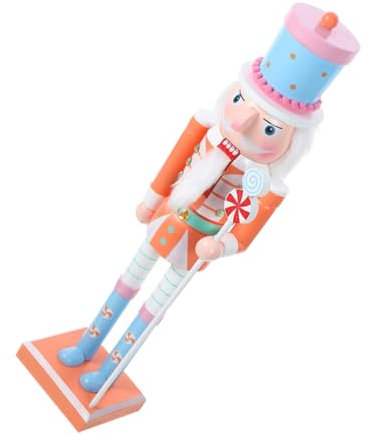 Garneck Weihnachts-Nussknacker-Soldat Holz-Nussknacker mit Süßigkeiten Pfefferminz-Ornament Festliche -Dekoration aus Holz (Orange)