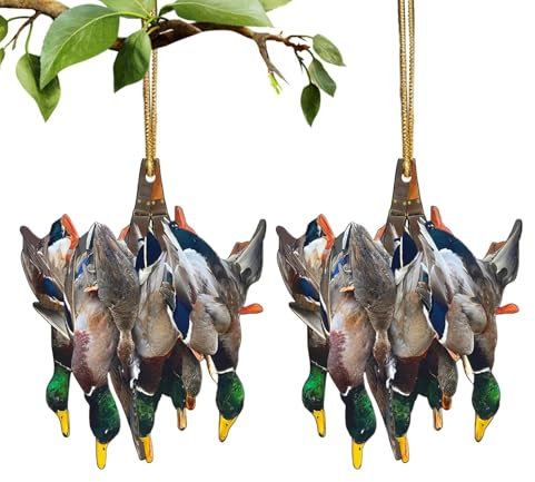 Entenjagd Weihnachten Ornament | Ente Jagd Auto Innen Ornament Set von 2