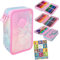 Goldkids - Federmäppchen 3 Fächer - Mäppchen für Mädchen - Federmappe 3-Fach Federtasche Gefüllte Schüleretui Schulmäppchen und Hausaufgabenheft - Rosa Hellblau