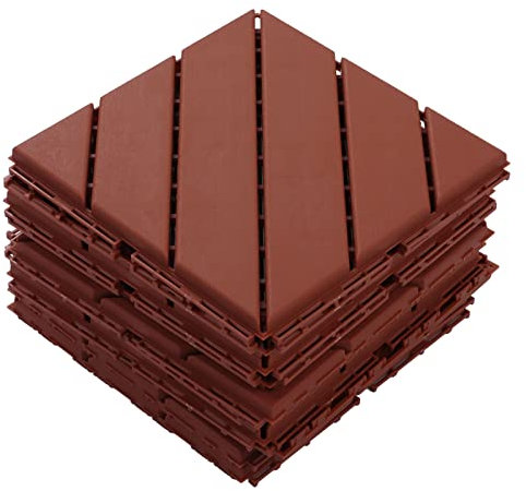 NDNCZDHC Plastic Interlocking Deck Tiles Outdoor Flooring Quiet and Non Slip, Decking Boards Patio Flooring All Weather for Pool Porch Backyard Porch (Brown)