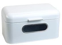 MOON HOME Brotkasten mit Sichtfenster - Breadvault White, aus Edelstahl, Metall-Brotkasten mit optimierter Belüftung, verlängert die Haltbarkeit Brot & Brötchen, rostfrei, 30 x 18 x 16 cm